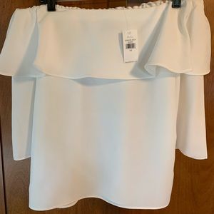 Banana Republic white off shoulder ruffle neck top